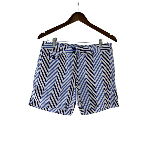 LOFT Pants - Ann Taylor LOFT Original Blue White Chevron Geometric Cotton Shorts Women Size 4